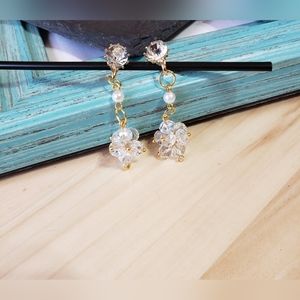 Clear White Fashion Dangle Earrings Handmade